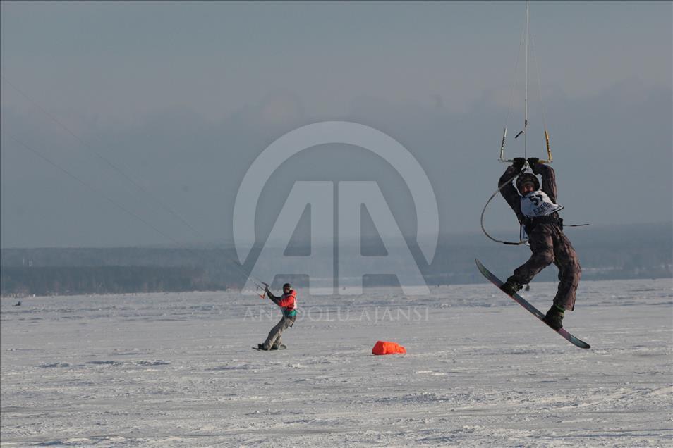Athletes compete in Snowkiting Cup in Novosibirsk, Russia