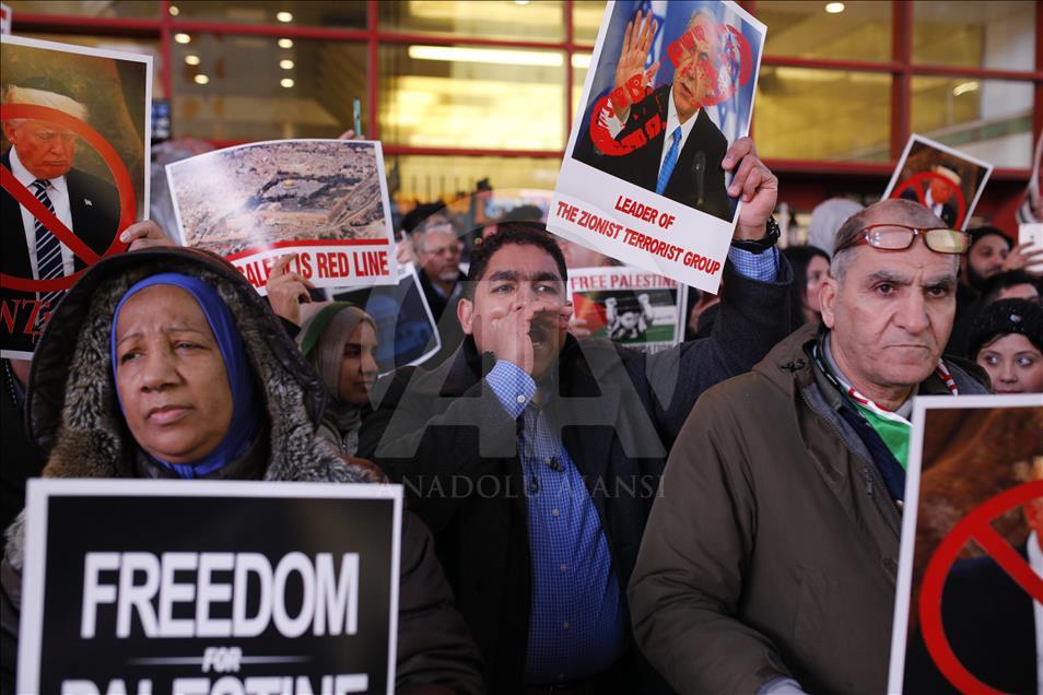 Hundreds in New York protest US decision on Jerusalem