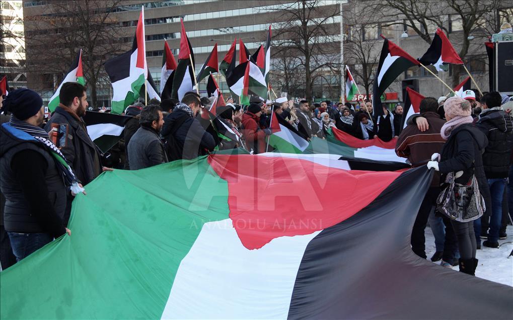 Hollanda'nın Lahey kentinde, ABD'nin Kudüs kararı protesto edildi
