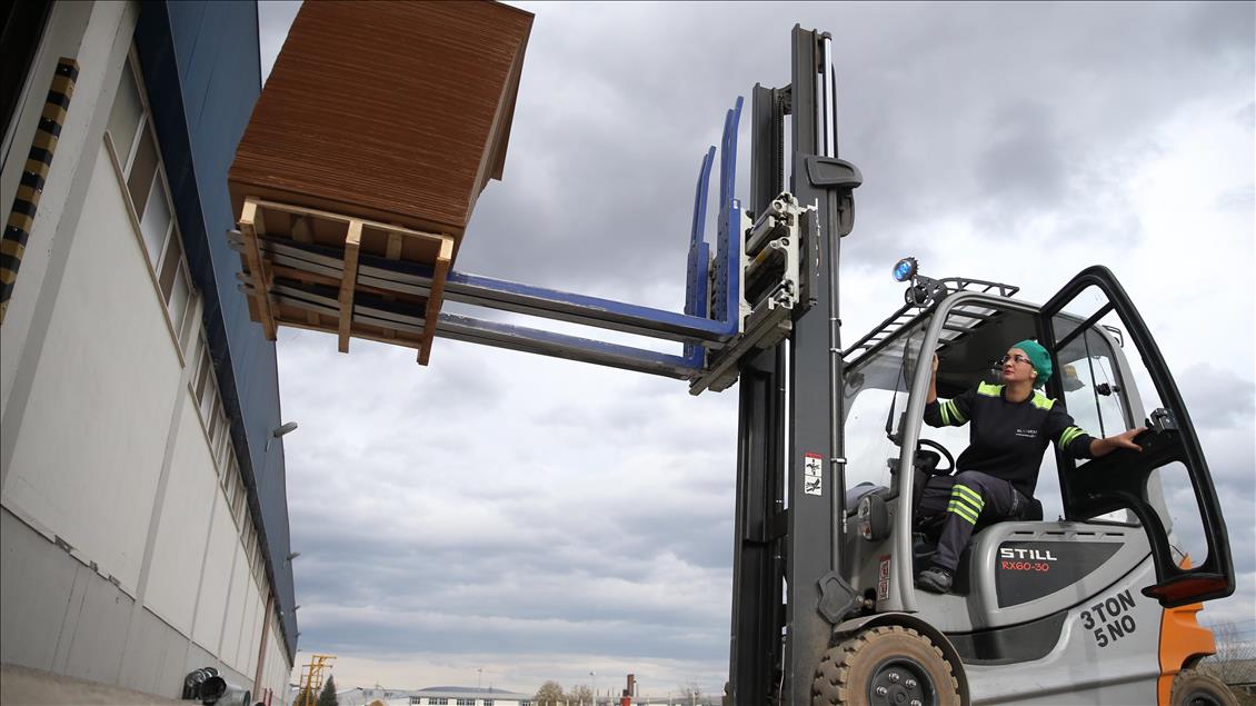 Female Forklift Operator in Turkey's Bursa