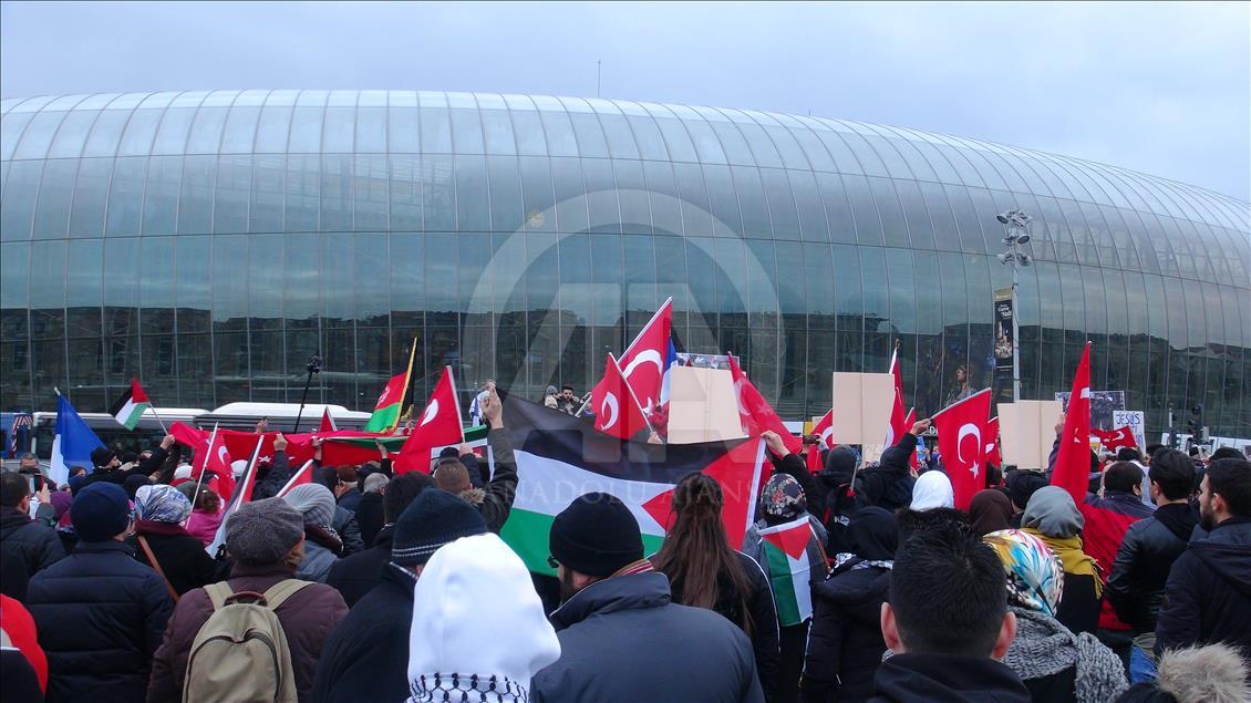 Strazburg'da Filistin'in başkenti Kudüs'e destek gösterisi