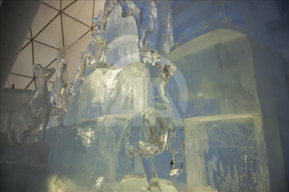 Roman Catholic Basilica Sagrada Familia made of Ice in Slovakia
