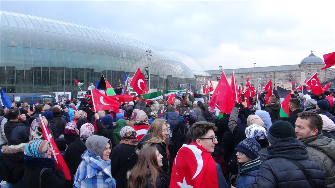 Strazburg'da Filistin'in başkenti Kudüs'e destek gösterisi