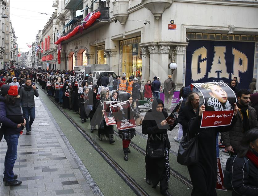 İsrail hapishanelerindeki Filistinliler için sessiz yürüyüş