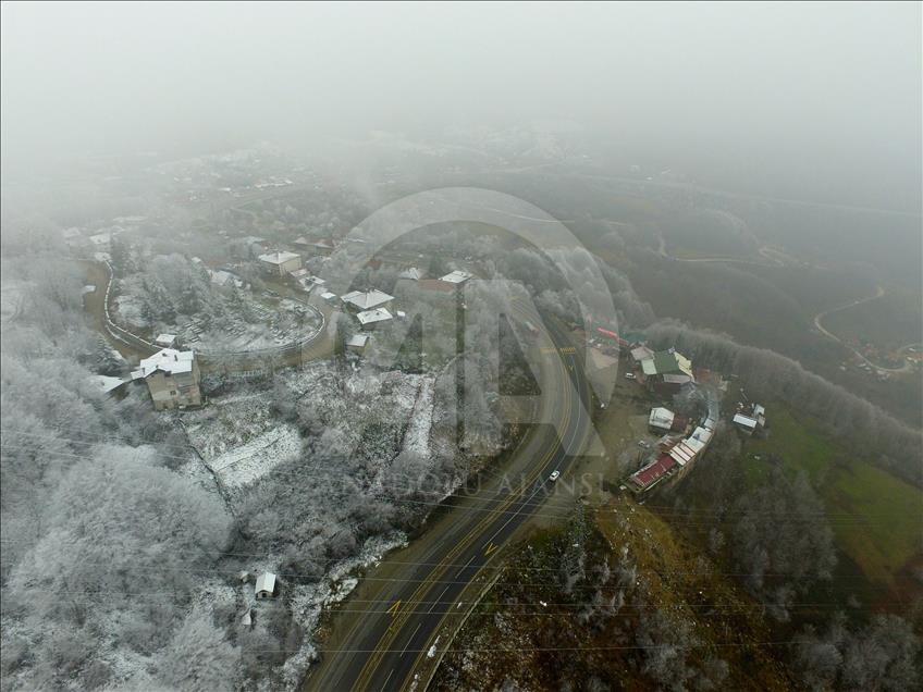 Bolu Dağı'nın kar manzarası havadan görüntülendi
