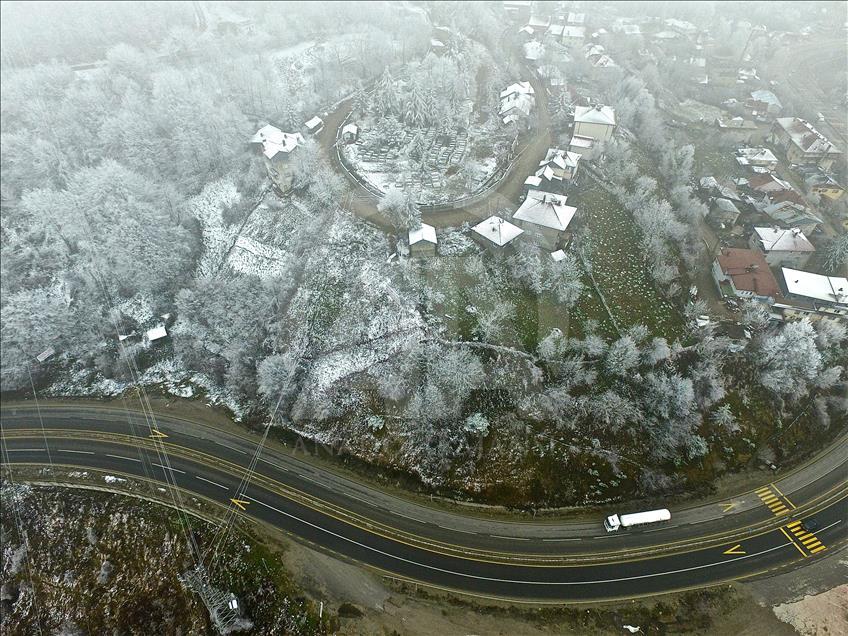 Bolu Dağı'nın kar manzarası havadan görüntülendi
