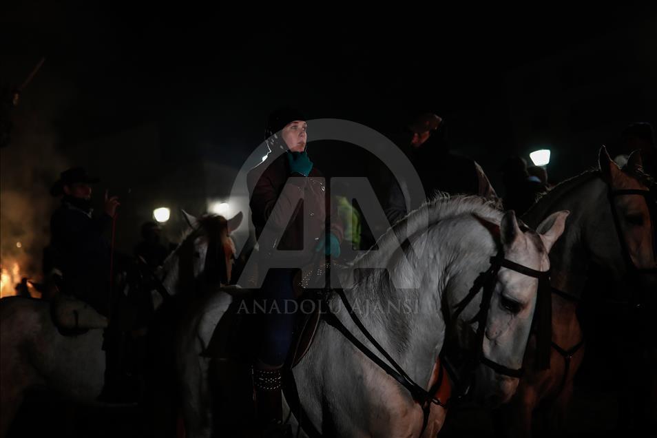 Horses leap through flames at Las Luminarias festival in Madrid