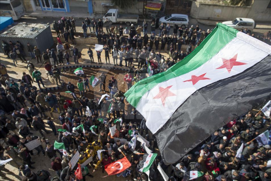 Hundreds protest in support of Afrin operation in Aleppo