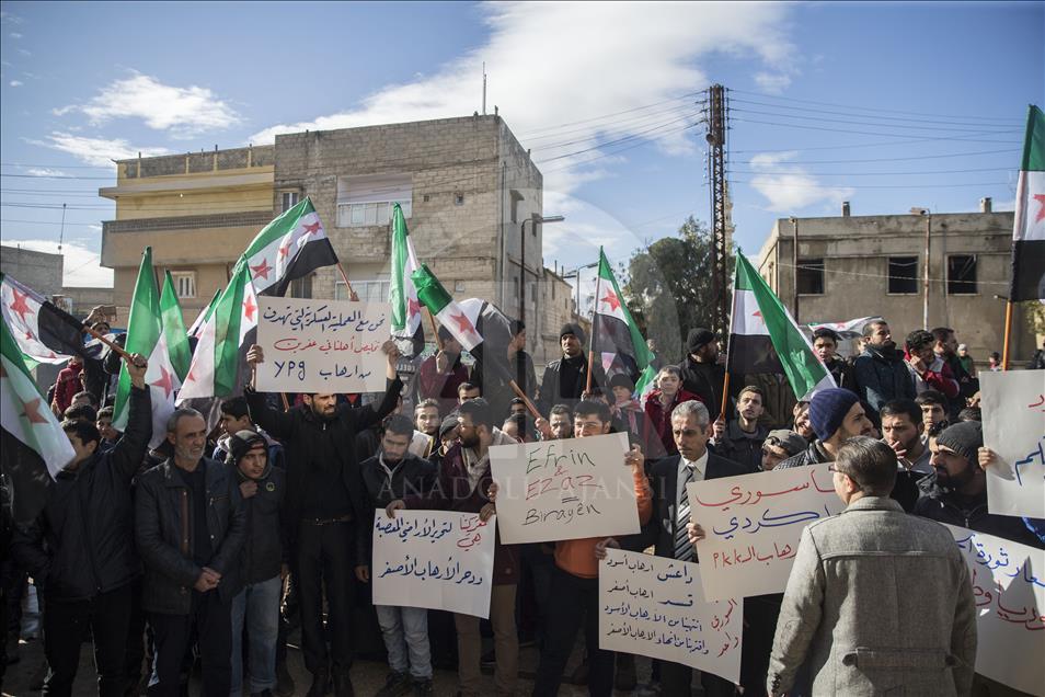 Hundreds protest in support of Afrin operation in Aleppo