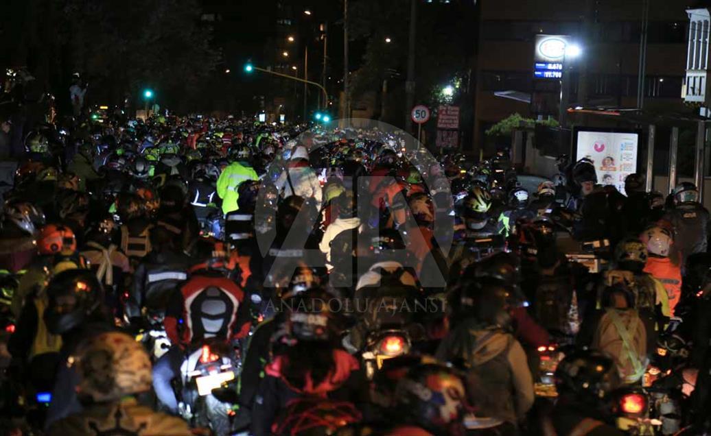 Protesta de conductores de motos se toma Bogotá, Colombia