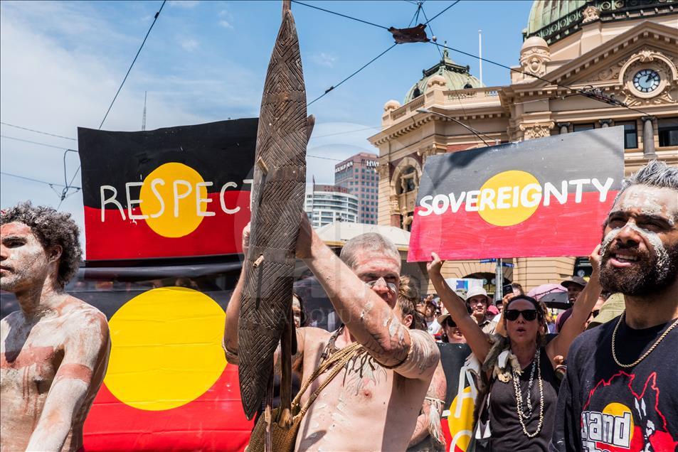 Protest by Aboriginal rights activists on Australia Day