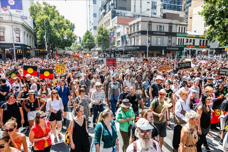 Protest by Aboriginal rights activists on Australia Day