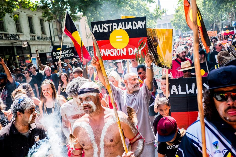 Protest by Aboriginal rights activists on Australia Day