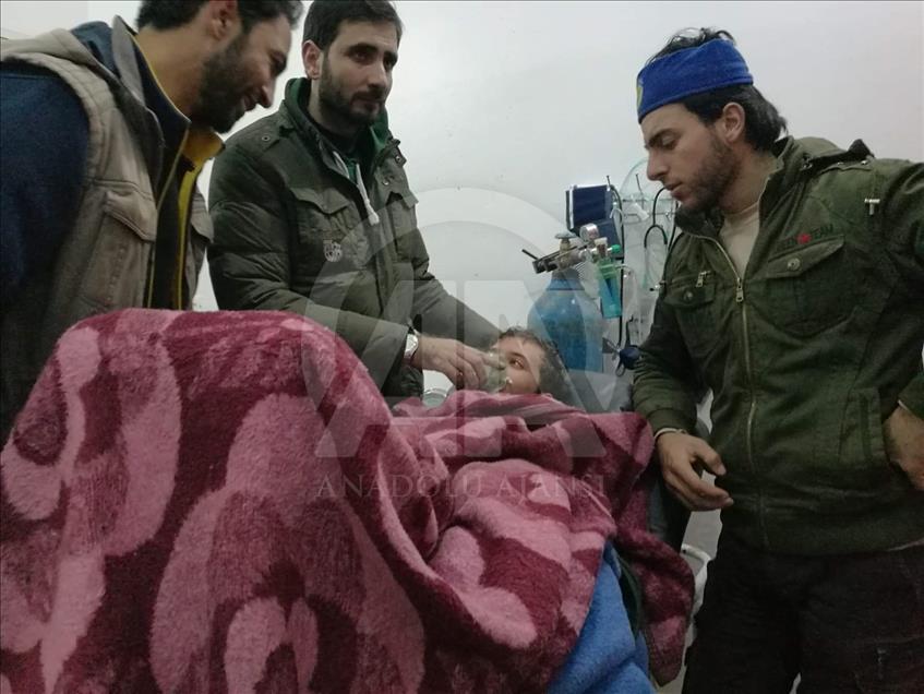 People at hospital after alleged chlorine gas attack in Idlib