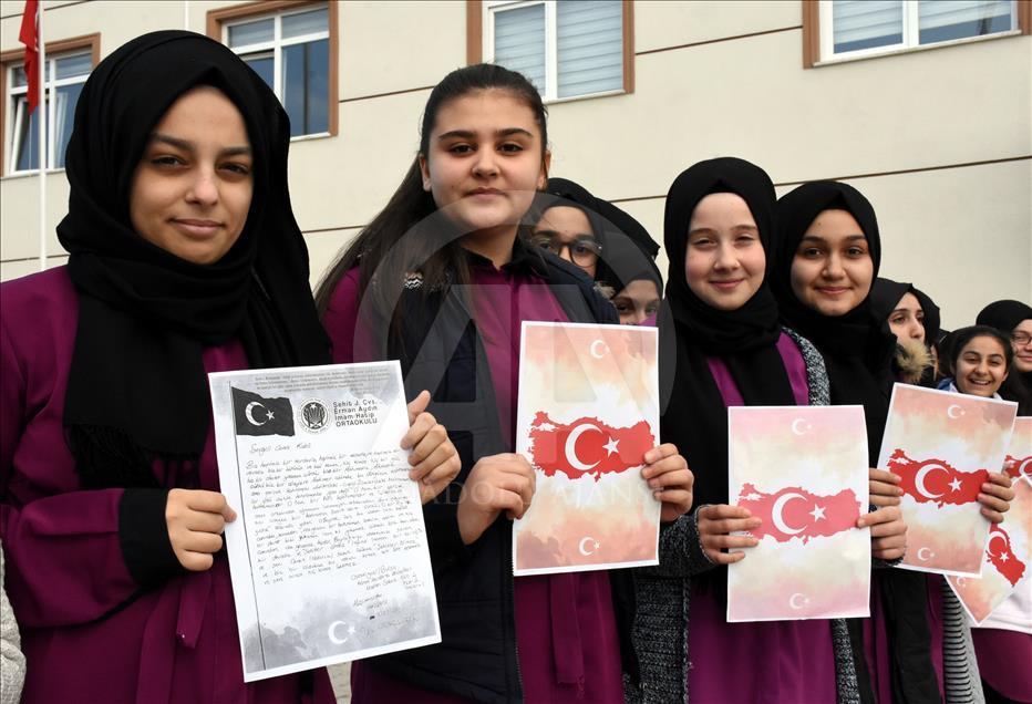 Ortaokul öğrencilerinden şehit ailelerine mektup
