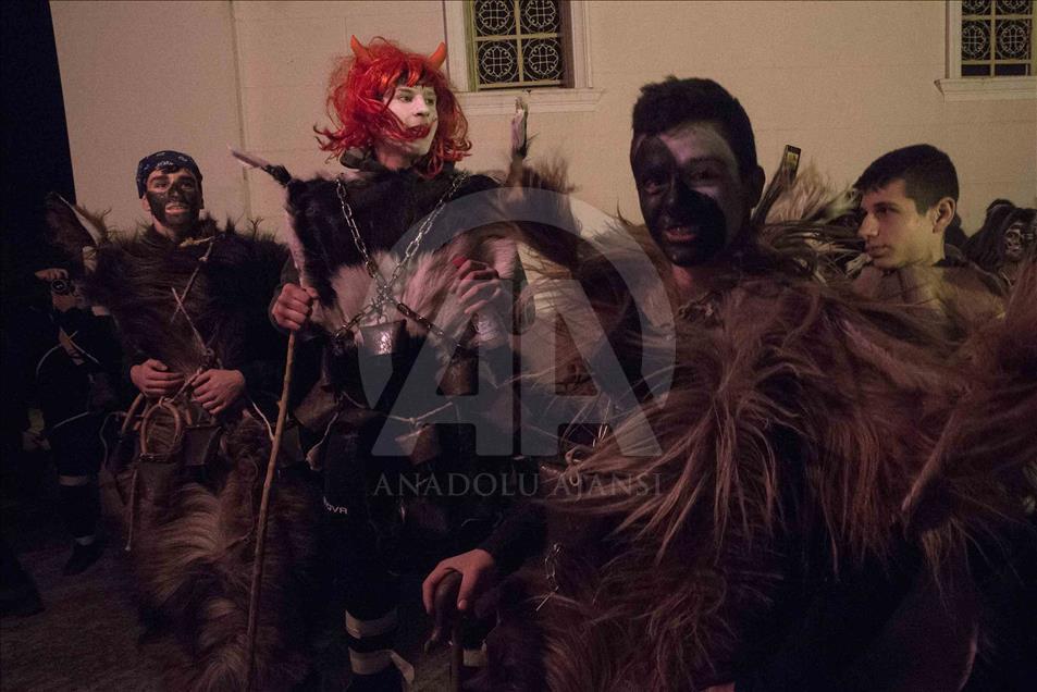AMFISSA, GREECE - FEBRUARY 18: People with their costumes partic