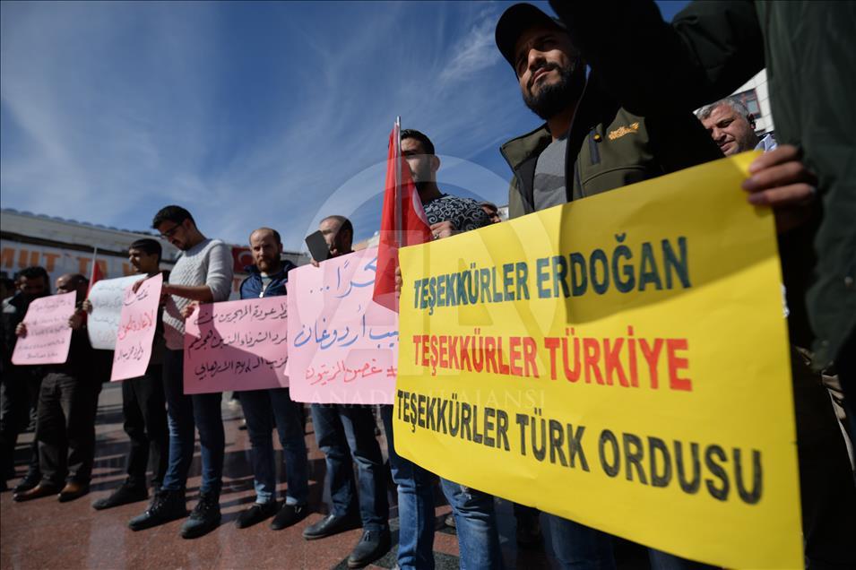 Suriyelilerden Zeytin Dalı Harekatı'na destek