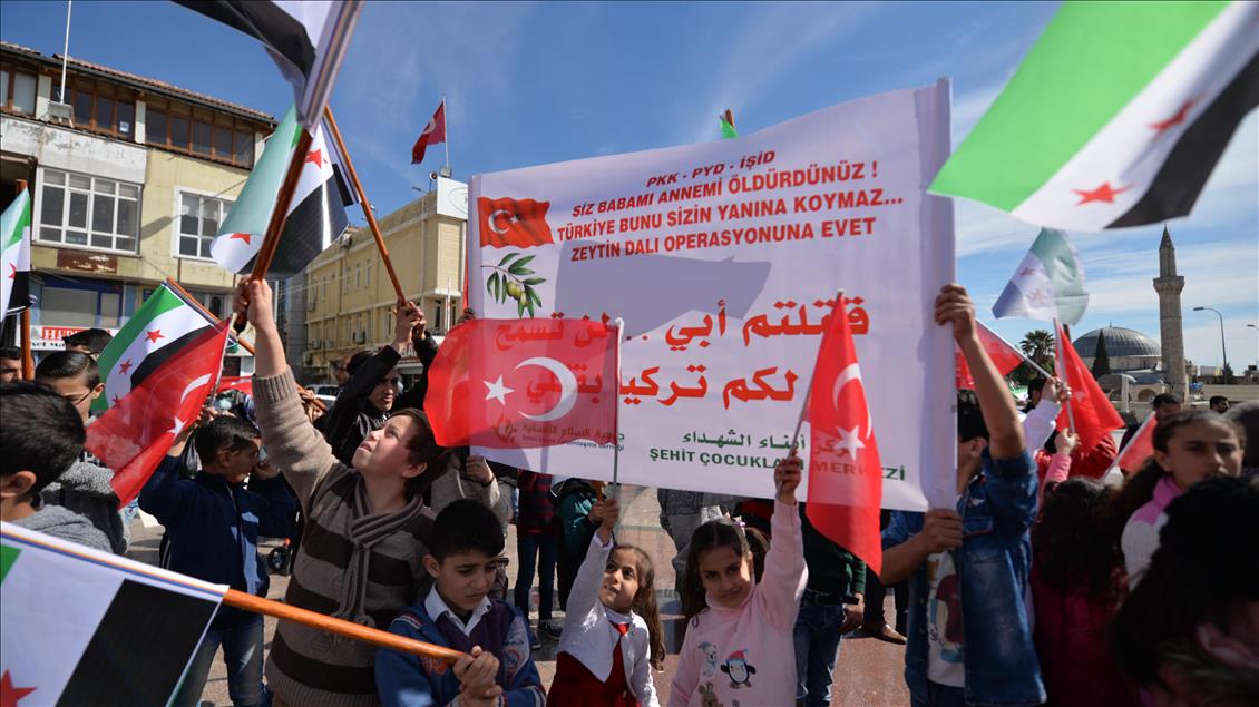 Suriyelilerden Zeytin Dalı Harekatı'na destek