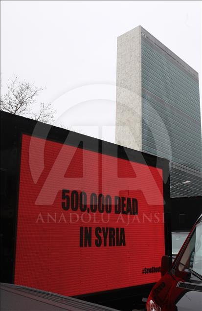 BM Genel Merkezi önünde ''Doğu Guta'' için eylem