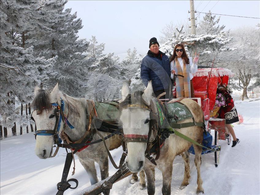Bolu'da kar yağışı tatil merkezlerini canlandırdı