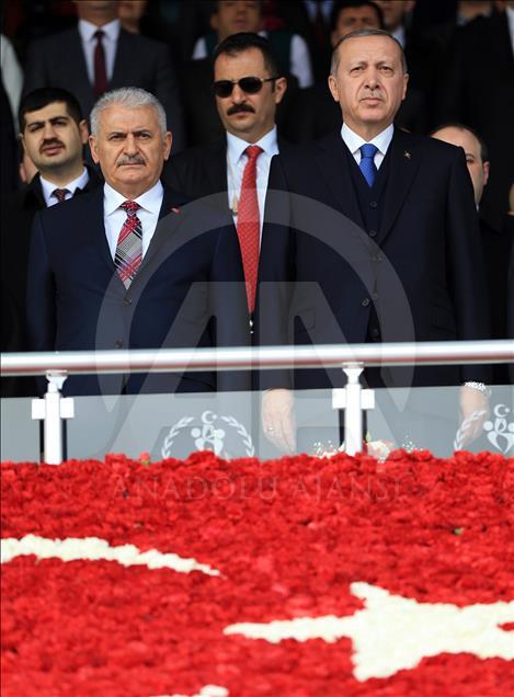 حضور اردوغان در مراسم گرامیداشت 18 مارس، روز شهدا و صد و سومین پیروزی چناق قلعه