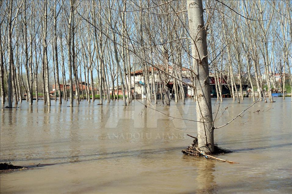 Edirne'de otomobil taşkın sularına gömüldü