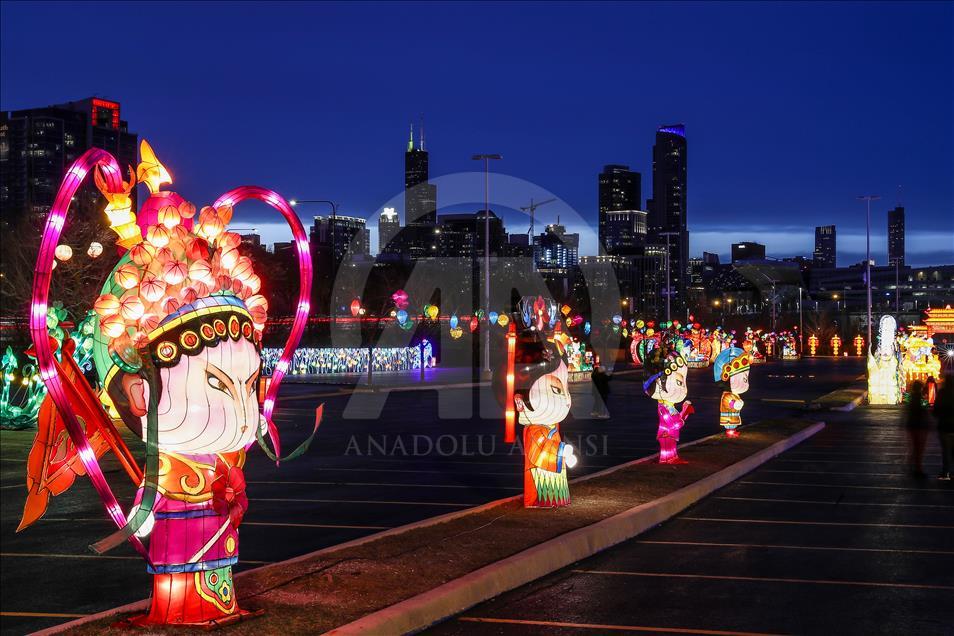 Festival lampu-lampu naga di Chicago, AS
