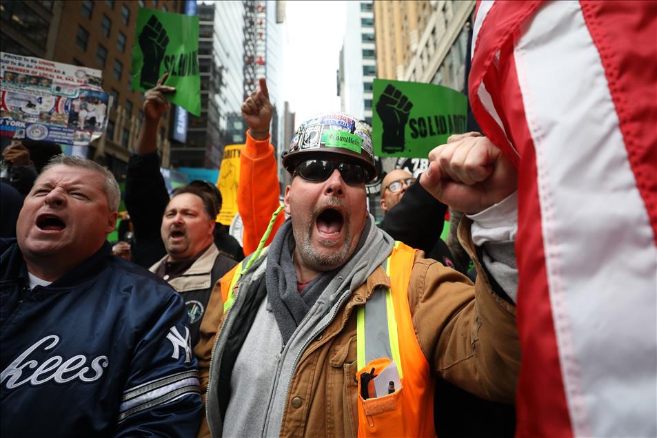 New York construction workers protest