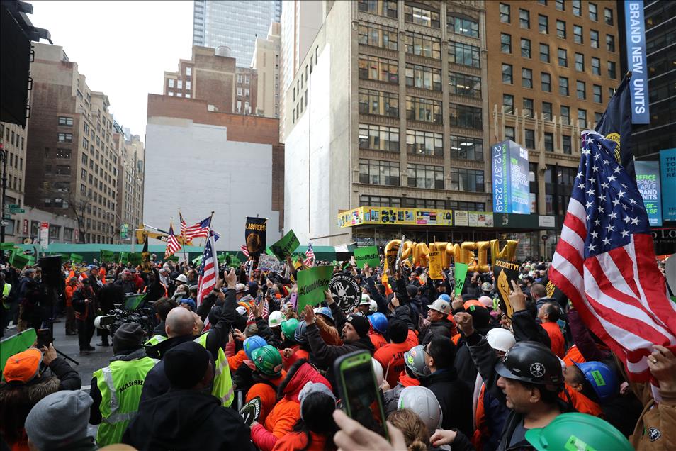 New York construction workers protest