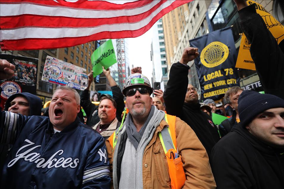 New York construction workers protest