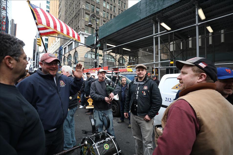 New York construction workers protest