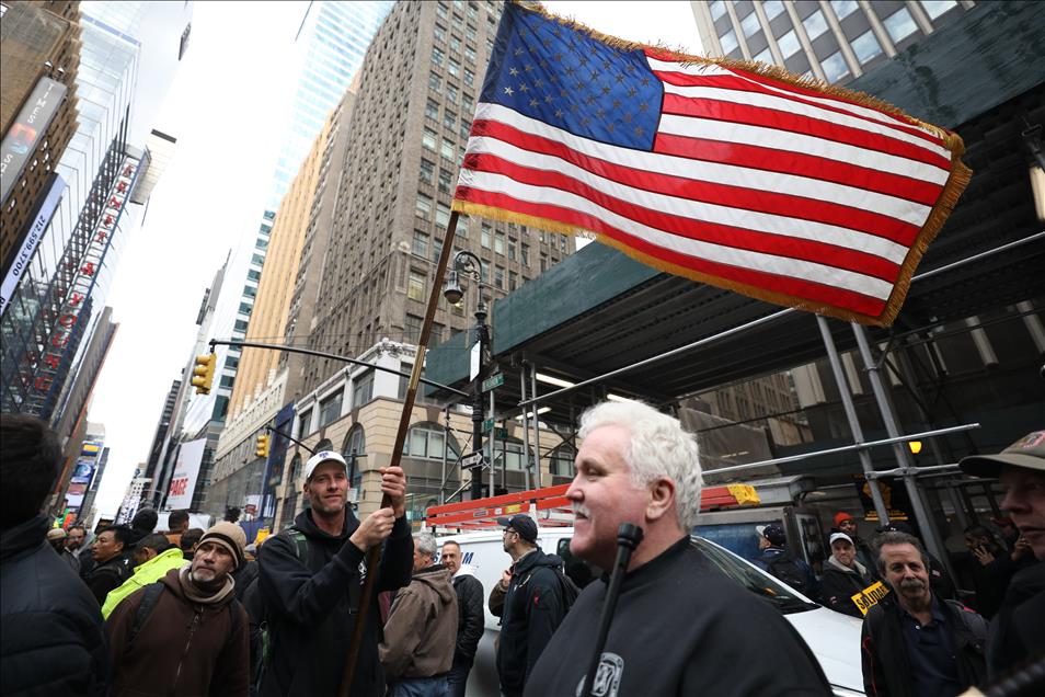 New York construction workers protest