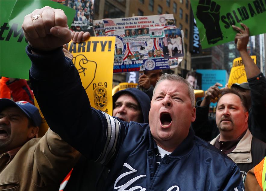 New York construction workers protest