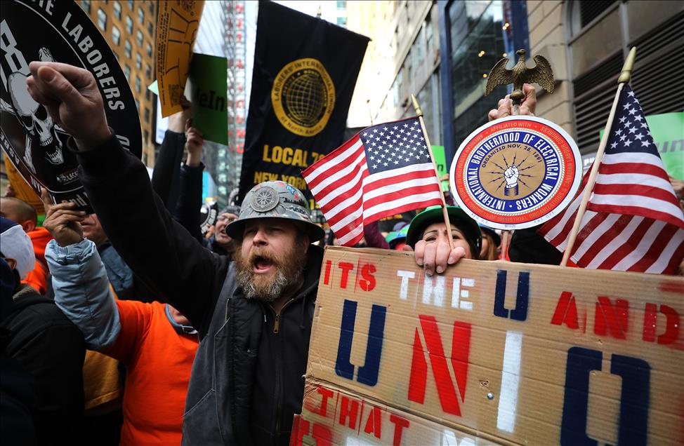 New York construction workers protest