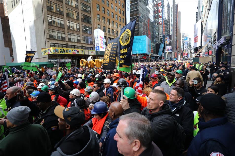 New York construction workers protest