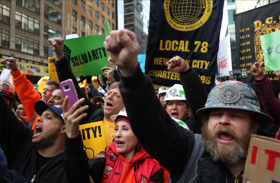 New York construction workers protest