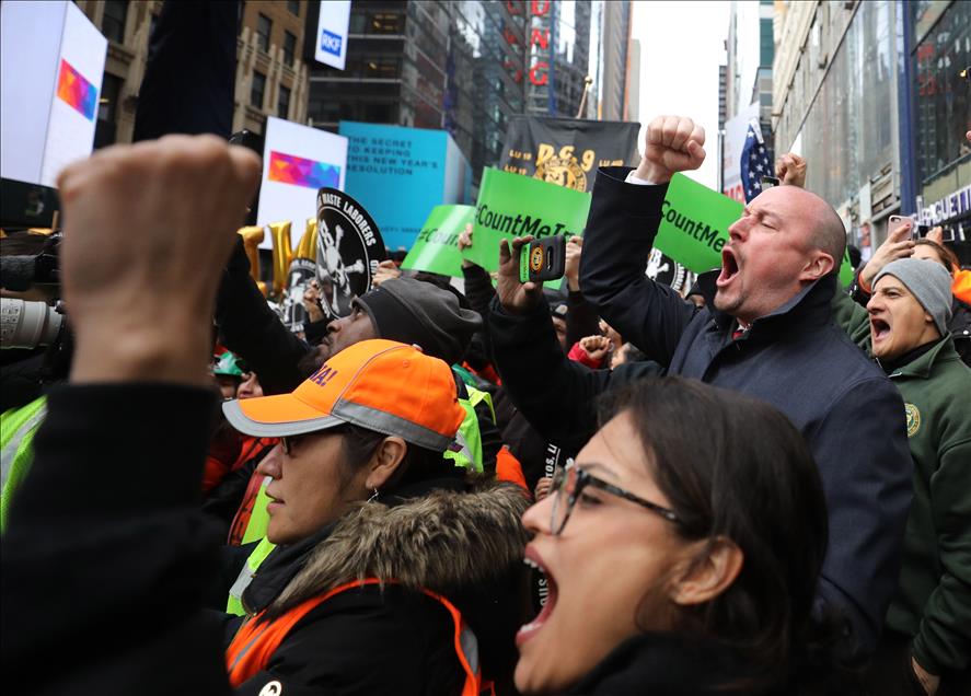 New York construction workers protest