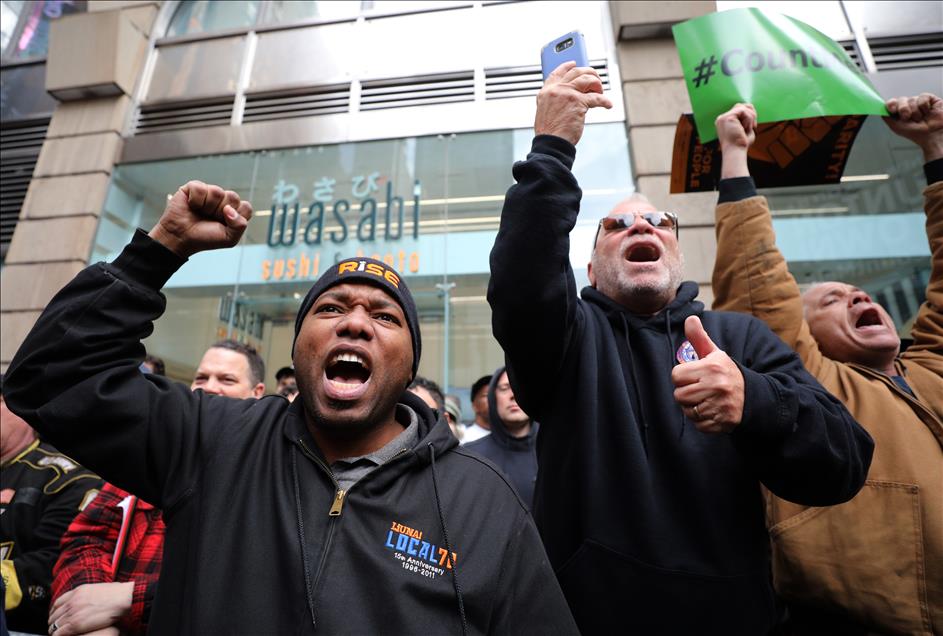 New York construction workers protest