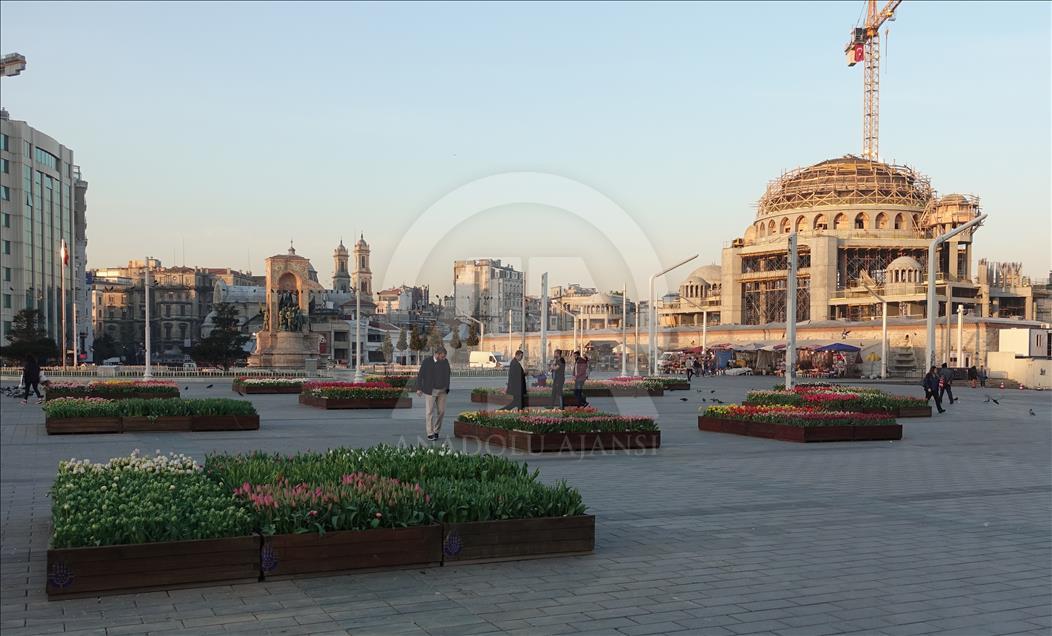 Taksim Meydanı lalelerle süslendi
