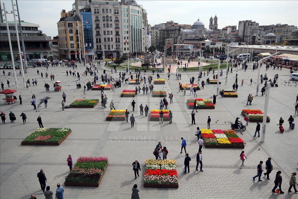 Taksim Meydanı lalelerle süslendi
