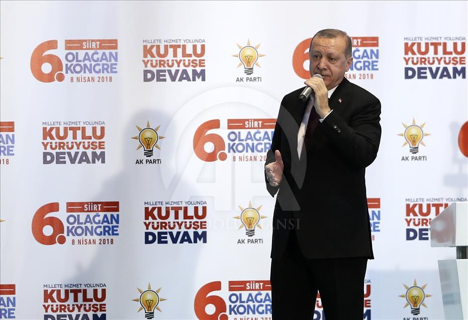 Erdoğan, AK Parti Siirt 6. Olağan Kongresi'nde konuşma yaptı