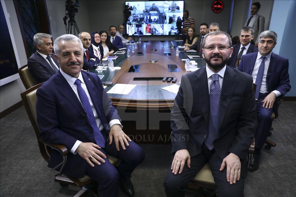 Ulaştırma, Denizcilik ve Haberleşme Bakanı Arslan, AA Editör Masası'nda
