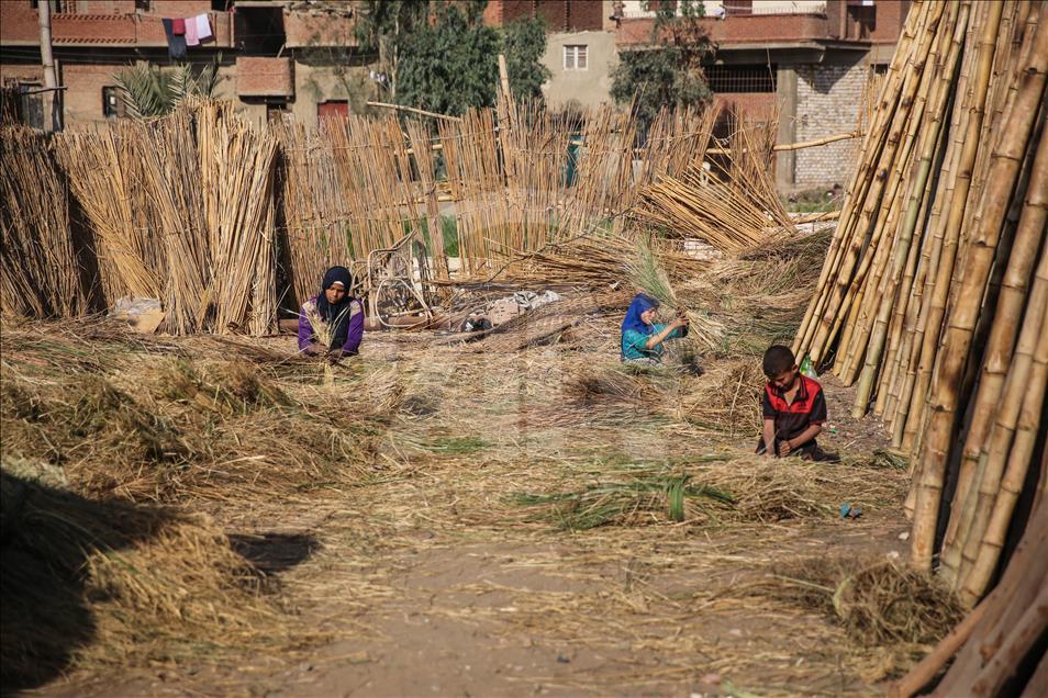 Warga Mesir lestarikan tradisi dengan anyaman daun palem