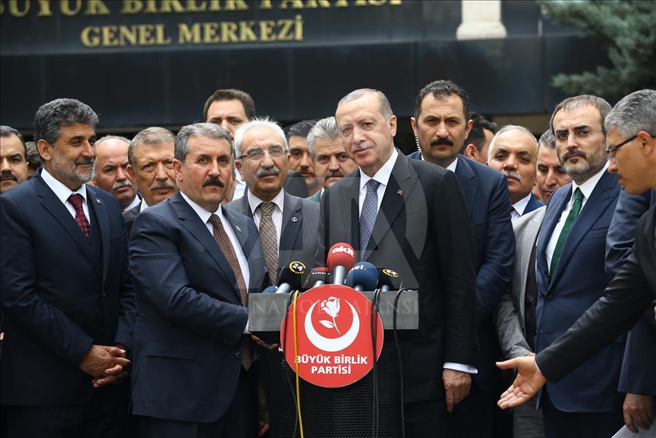 Cumhurbaşkanı Erdoğan, Büyük Birlik Partisi’ni ziyaret etti