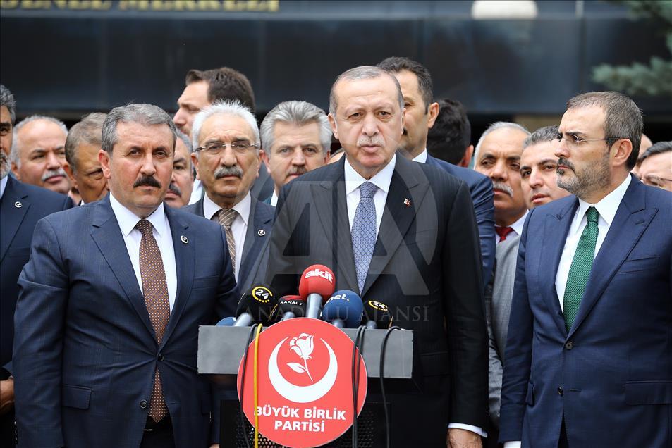 Cumhurbaşkanı Erdoğan, Büyük Birlik Partisi’ni ziyaret etti