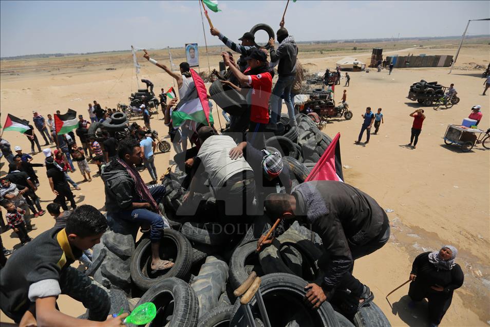 Gazze sınırındaki gösteriler devam ediyor