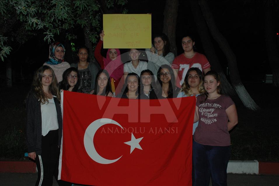 KYK yurtlarındaki öğrenciler İsrail'i protesto etti
