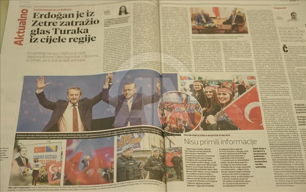 Cumhurbaşkanı Erdoğan'ın Bosna Hersek ziyareti manşetlerde