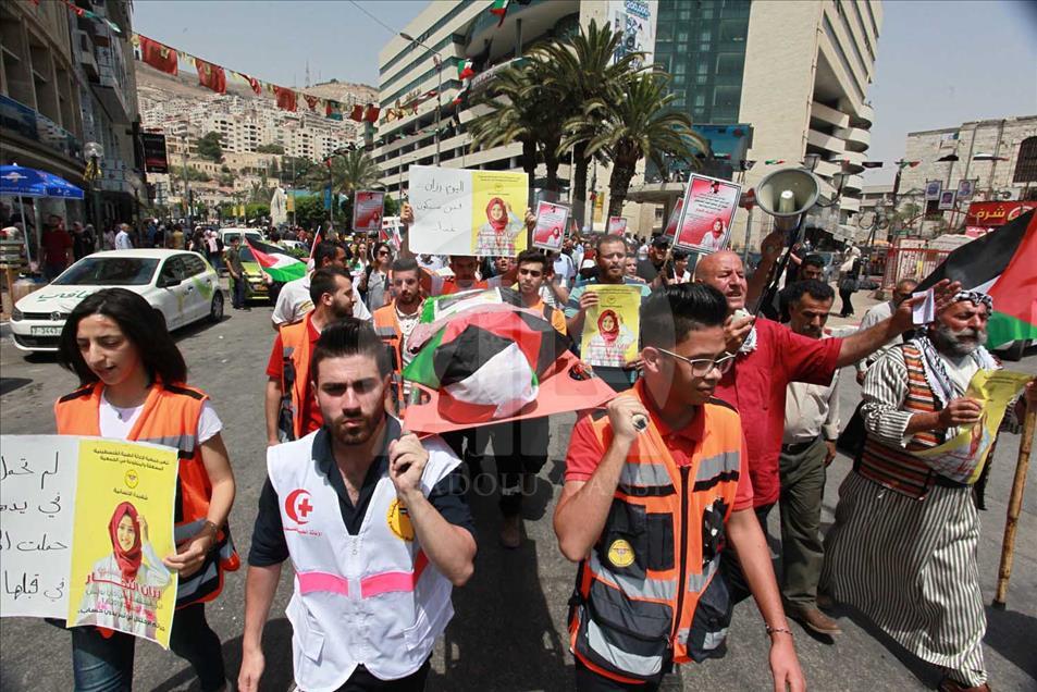 Protestas en Nablus, Cisjordania, por la muerte de Razan Ashraf Najjar