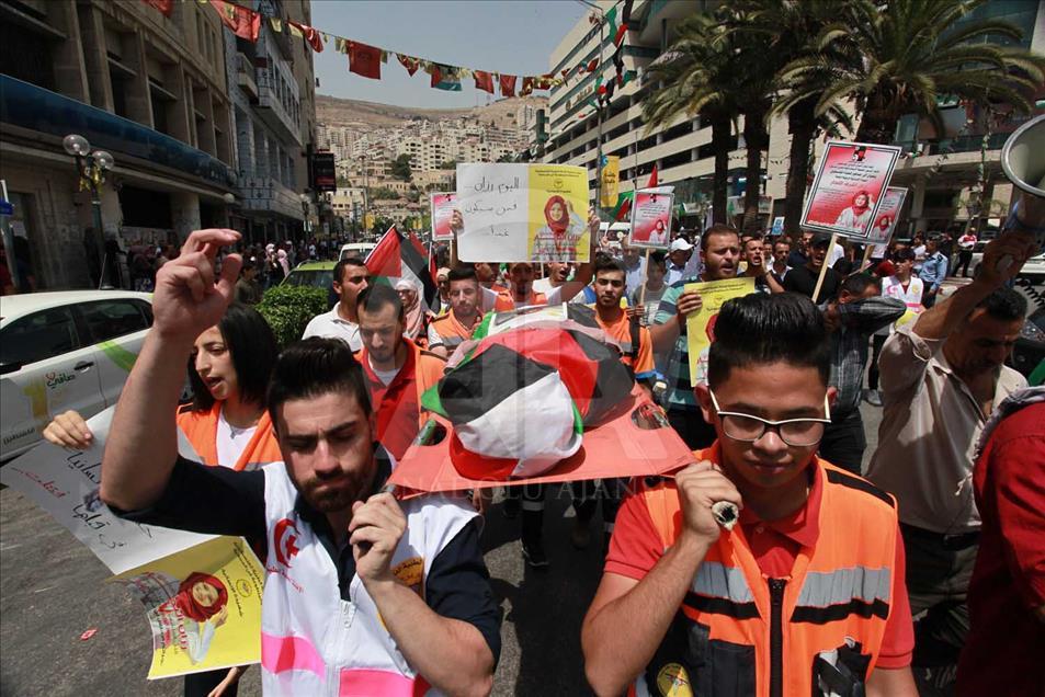 Protestas en Nablus, Cisjordania, por la muerte de Razan Ashraf Najjar